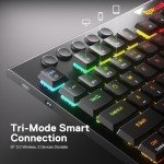 Redragon K618 PRO 3-Mode Wireless RGB Mechanical Keyboard, BT/2.4Ghz/Wired Low Profile Win/Mac Gaming Keyboard w/Ultra-Thin Design, Dedicated Media Control & Linear Red Switch