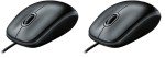 Logitech B100 Corded Mouse, Wired USB Mouse for Computers and Laptops, Right or Left Hand Use - Black (Pack of 2)