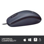 Logitech B100 Corded Mouse, Wired USB Mouse for Computers and Laptops, Right or Left Hand Use - Black (Pack of 2)