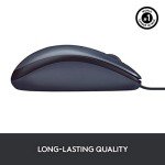 Logitech B100 Corded Mouse, Wired USB Mouse for Computers and Laptops, Right or Left Hand Use - Black (Pack of 2)