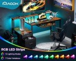 AODK 55" Computer Desk with Fabric File Cabinet and Drawer, Reversible Office Desk with Power Outlet and LED Light, Study Desk with Printer Stand, Keyboard Tray, Monitor Riser and PC Stand, Vintage