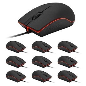 Guiheng 10 Pack Wired Mouse, USB Wired Computer Mouse for Right or Left Hand, Ergonomic Computer Mouse with Durable Clicks for PC, Computer, Laptop, Desktop, Chromebook, Notebook, Mac