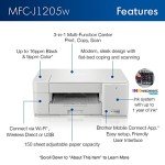 Brother MFC-J1205W INKvestment -Tank Wireless Multi-Function Color Inkjet Printer with Up to 1-Year in Box, Works with Alexa