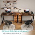 Lufeiya 47 inch Computer Desk with 4 Fabric Drawers, Reversible Writing Work Study Desk for Home Office Bedroom, Modern Simple Student PC Desks, Rustic Brown