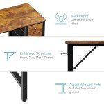 Lufeiya 47 inch Computer Desk with 4 Fabric Drawers, Reversible Writing Work Study Desk for Home Office Bedroom, Modern Simple Student PC Desks, Rustic Brown