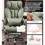 Efomao Desk Office Chair 400LBS, Big and Tall Office Chair, PU Leather Computer Chair, Executive Office Chair with Leg Rest and Lumbar Support, Light Green Office Chair