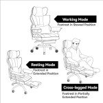 Efomao Desk Office Chair 400LBS, Big and Tall Office Chair, PU Leather Computer Chair, Executive Office Chair with Leg Rest and Lumbar Support, Light Green Office Chair