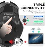 INPHIC Multi-Device Bluetooth Mouse Wireless, Rechargeable, USB Receiver, 6 Buttons, Ergonomic for Laptop, Computer, Mac, PC etc.