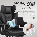 GTRACING Gaming Chair,Office Chair with Pocket Spring Lumbar Support, Ergonomic Comfortable Wide Office Desk Computer Chair with Outward Fixed Soft Armrests and Footrest (PU Leather, Black)