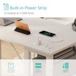Lufeiya White L Shaped Computer Desk with Drawers & Storage Shelves, 47 Inch Corner Reversible Desk with Power Outlet for Home Office Bedroom, L-Shaped Teen PC Desks with Fabric Drawer, White