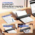 POLONO Portable Printer Wireless for Travel, D810 Bluetooth Thermal Printer Support for 8.5"x11" US Letter, Inkless Compatible with iOS, Android, Laptop for Office, Car and Home, Black