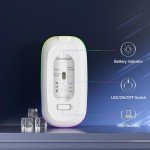 Uiosmuph LED Wireless Mouse, G12 Slim Rechargeable Silent Mouse, 2.4G Portable Optical Computer Mice with USB Receiver and Type C Adapter (Silver)