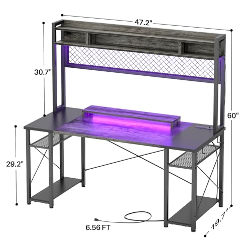 iSunirm 48" Gaming Desk with LED and Storage