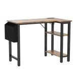 Lufeiya Small L Shaped Desk with Power Outlet Shelves, 40 Inch Reversible Corner Desk for Small Space Home Office, L-Shaped Computer Desk PC Desks with Charging Station, Rustic Brown
