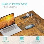 Lufeiya Small L Shaped Desk with Power Outlet Shelves, 40 Inch Reversible Corner Desk for Small Space Home Office, L-Shaped Computer Desk PC Desks with Charging Station, Rustic Brown