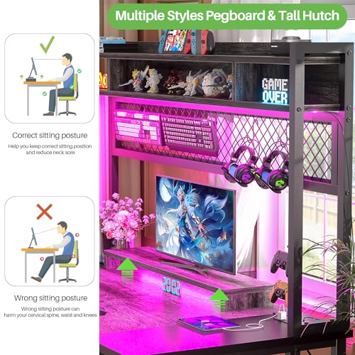 iSunirm 48" Gaming Desk with LED and Storage