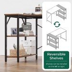 Huuger 47 Inches L Shaped Desk, Computer Desk with Reversible Storage Shelves, Gaming Desk, Corner Desk Home Office Desks, Writing Desk Study Desk with Metal Frame, Rustic Brown