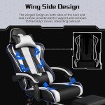 Yaheetech Gaming Chair, Video Game Chair with Massage Lumbar Support and Footrest Height Adjustable Ergonomic Computer Gaming Chair with Swivel Seat and Headrest, Black/White
