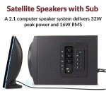 Cyber Acoustics CA-SP34BT Bluetooth Speakers with LED Lights – The Perfect Gaming, Movie, Party, Multimedia 2.1 Subwoofer Speaker System, Black