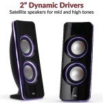 Cyber Acoustics CA-SP34BT Bluetooth Speakers with LED Lights – The Perfect Gaming, Movie, Party, Multimedia 2.1 Subwoofer Speaker System, Black