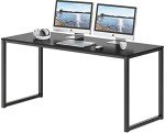 SHW Mission Home Office 55-Inch Large Computer Desk, 24'' Deep, Black