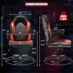 DUMOS Ergonomic Computer Gaming Chair - Home Office Desk with PU Leather Lumbar Support, Height Adjustable Big and Tall Video Game with Flip-up Armrest, Swivel Wheels for Adults and Teens