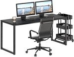 SHW Mission Home Office 55-Inch Large Computer Desk, 24'' Deep, Black