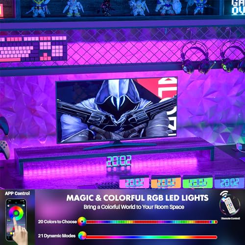 iSunirm 48" Gaming Desk with LED and Storage