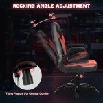 DUMOS Ergonomic Computer Gaming Chair - Home Office Desk with PU Leather Lumbar Support, Height Adjustable Big and Tall Video Game with Flip-up Armrest, Swivel Wheels for Adults and Teens