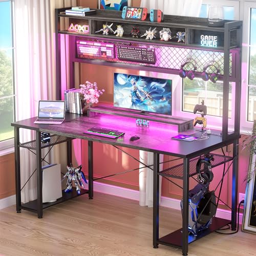 iSunirm 48" Gaming Desk with LED and Storage