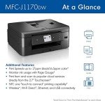 Brother MFC-J1170DW Wireless Color Inkjet All-in-One Printer with Mobile Device Printing, NFC, Cloud Printing & Scanning, Refresh Subscription and Amazon Dash Replenishment Ready (Renewed Premium)