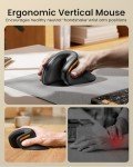 ProtoArc Ergonomic Vertical Mouse, EM11 NL Bluetooth Rechargeable Mouse Wireless, Ergo Mouse with 3 Multi-Device for PC/Notebook/Laptop, 2.4GHz Optical Mouse for Windows, Mac OS Black