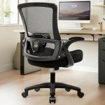 NEO CHAIR High Back Mesh Office Chair with Adjustable Height Ergonomic Design Executive Lumbar Support Padded Flip-up Armrests and Swivel Function for Home Office Gaming Computer Desk (Black)