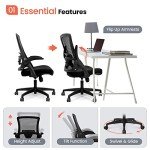 NEO CHAIR High Back Mesh Office Chair with Adjustable Height Ergonomic Design Executive Lumbar Support Padded Flip-up Armrests and Swivel Function for Home Office Gaming Computer Desk (Black)
