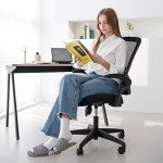 NEO CHAIR High Back Mesh Office Chair with Adjustable Height Ergonomic Design Executive Lumbar Support Padded Flip-up Armrests and Swivel Function for Home Office Gaming Computer Desk (Black)