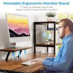 GreenForest Computer Desk 58 inch with Printer Shelf, Reversible Office Desk with Monitor Stand and 2 Hooks, Home Desk Workstation for Study Writing Working Gaming, Brown