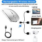 PEIBO Bluetooth Wireless Mouse for Laptop mac MacBook ipad MacBook air MacBook pro pc Desktop Computer Windows Chromebook Notebook (Silver)