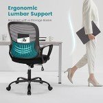 SMUG Home Office Computer Desk Chair, Ergonomic Mid-Back Mesh Swivel Rolling Work with Wheels, Comfortable Lumbar Support, Comfy Arms, Bedroom, Study, Dorm, Student, Adults
