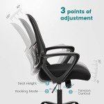 SMUG Home Office Computer Desk Chair, Ergonomic Mid-Back Mesh Swivel Rolling Work with Wheels, Comfortable Lumbar Support, Comfy Arms, Bedroom, Study, Dorm, Student, Adults