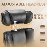 COLAMY Office Chair with Retractable Footrest, Ergonomic High Back Design Executive Computer Desk Chair with Removable Lumbar Pillow, 90-135°Reclining, Thick Bonded Leather for Home Office Work, Black
