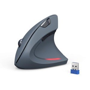TECKNET Ergonomic Mouse, 4800 DPI Silent Mouse 5 Adjustable DPI, Wireless Mouse 2.4G Vertical Mouse 6 Buttons Computer Mouse Wide Compatibility (Grey)