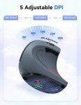 TECKNET Ergonomic Mouse, 4800 DPI Silent Mouse 5 Adjustable DPI, Wireless Mouse 2.4G Vertical Mouse 6 Buttons Computer Mouse Wide Compatibility (Grey)