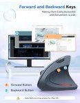 TECKNET Ergonomic Mouse, 4800 DPI Silent Mouse 5 Adjustable DPI, Wireless Mouse 2.4G Vertical Mouse 6 Buttons Computer Mouse Wide Compatibility (Grey)