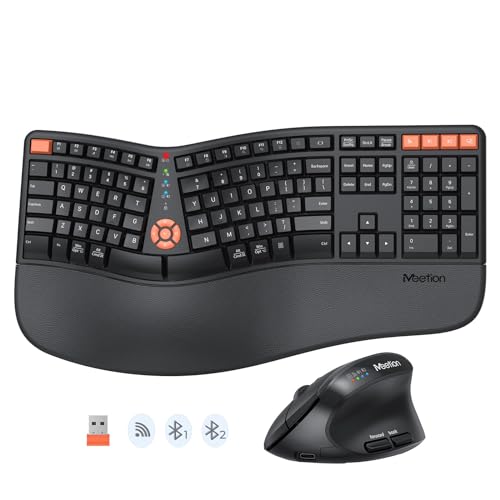 Wireless Ergonomic Keyboard and Mouse Combo - Black