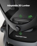 Marsail Ergonomic Office Chair: Office Computer Desk Chair with High Back Mesh and Adjustable Lumbar Support Rolling Work Swivel Task Chairs with Wheel 3D Armrests and Headrest