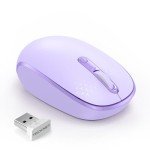 TECKNET Wireless Mouse, 2.4G Quiet Computer Mouse with USB Receiver, 4 Buttons Portable Cordless Mice for Chromebook, Laptop, PC, Mac, 800/1200/1600 DPI - Purple