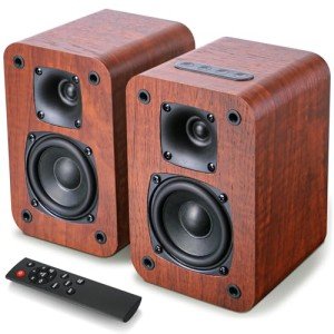 Saiyin Bluetooth Bookshelf Speakers, Record Player Speakers with 3 Inch Woofer, Powered Speakers with Optical/AUX/TV-ARC Input for Turntable PC and TV