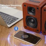 Saiyin Bluetooth Bookshelf Speakers, Record Player Speakers with 3 Inch Woofer, Powered Speakers with Optical/AUX/TV-ARC Input for Turntable PC and TV