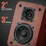 Saiyin Bluetooth Bookshelf Speakers, Record Player Speakers with 3 Inch Woofer, Powered Speakers with Optical/AUX/TV-ARC Input for Turntable PC and TV