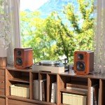 Saiyin Bluetooth Bookshelf Speakers, Record Player Speakers with 3 Inch Woofer, Powered Speakers with Optical/AUX/TV-ARC Input for Turntable PC and TV